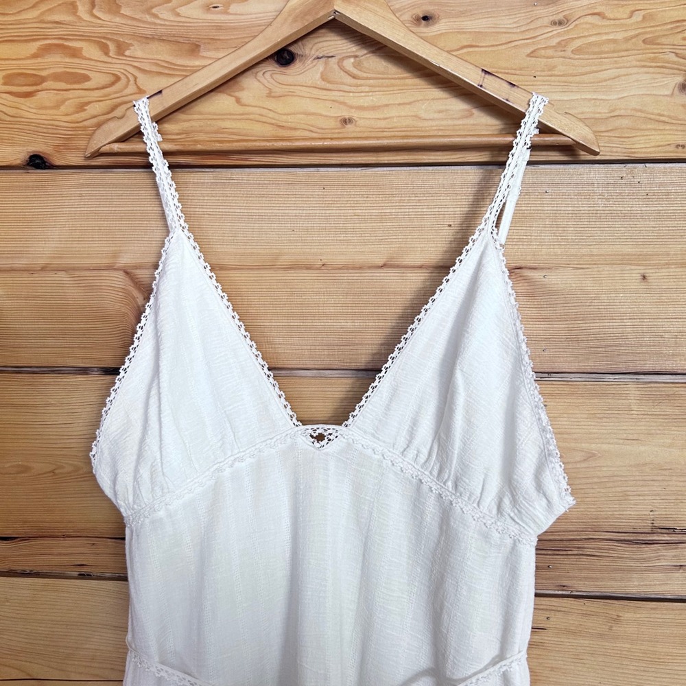 White Maxi Dress Womens Large Lace Trim Boho Gauze Cotton Gentle‎ Fawn - Picture 4 of 10